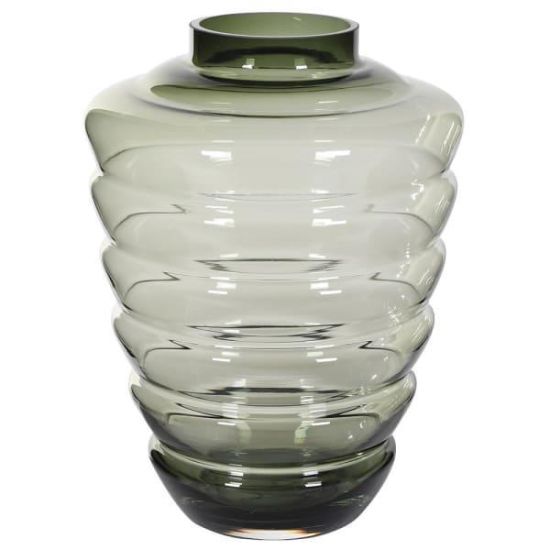 Ozma Vase - Green Smoked Glass Hive Detail - 30cm