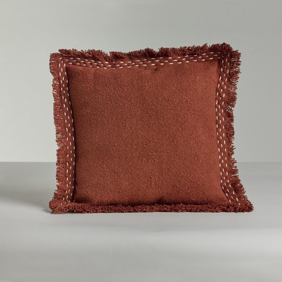 Harmony Square Cushion - Rust - Textured Weave Fabric Design - 45 x 45cm