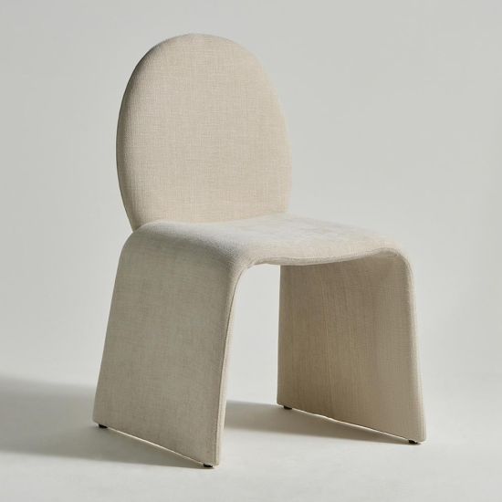Miami Dining Chair - Fully Upholstered Beige Fabric