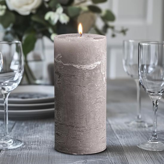 Rustic Pilar Candle - 15cm - 60 Hours Burn Time - French Grey