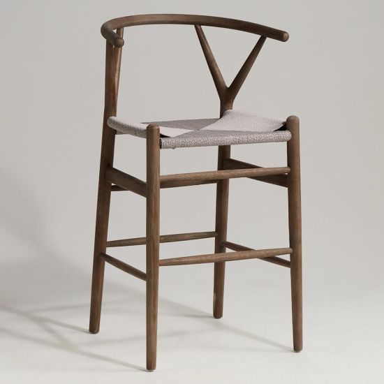 Wish Mid-Century Bar Stool - Grey Dust Ash Frame - Grey Seat - 66cm