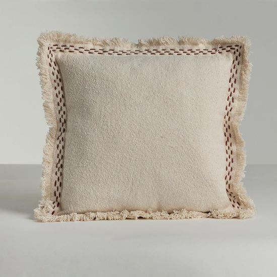 Harmony Square Cushion - Ivory - Textured Weave Fabric Design - 45 x 45cm