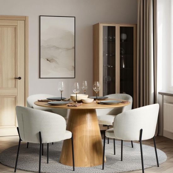 Hansen Pedestal Dining - Natural Round Wood Effect Top - 120cm x 75cm