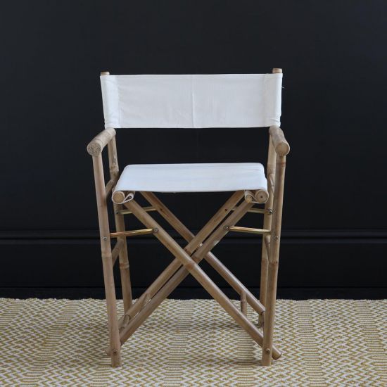 Directors Chair - Natural Cotton Seat - Bamboo Folding Frame