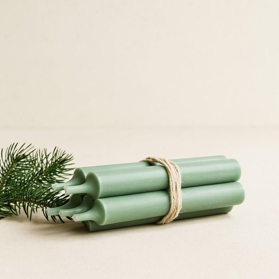Rustic Dinner Candle - 11cm - 4.5 Hours Burn Time - Verte - 5 Pack