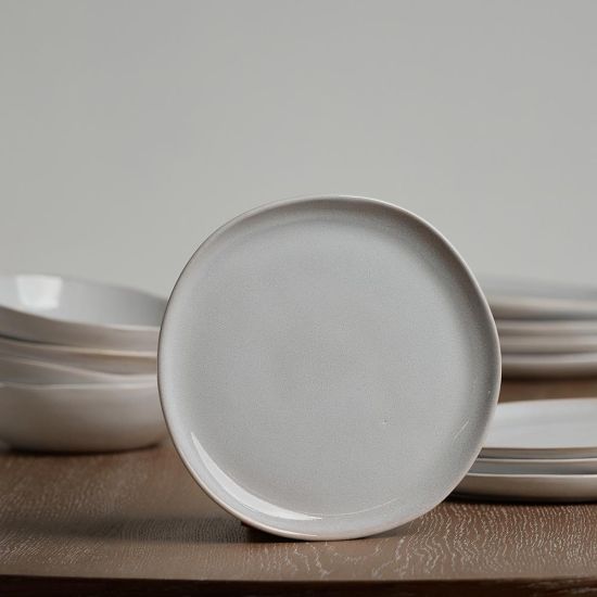 Side Plates - Cream Organic Shape - Stoneware - Stackable Tableware - Set of 4