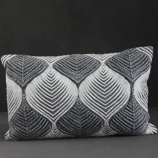 Aradi Tonal Cushion Grey Cotton 50cm x 30cm Lounge Bedroom Mid Century