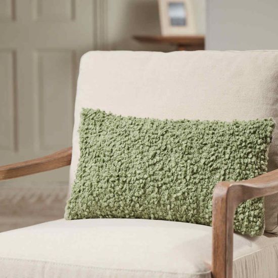 Layla Rectangular Cushion - Jade Green Boucle - Purity Cotton - 50 x 30cm