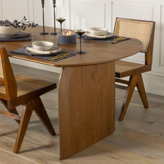 Korona Dining Table - Brown Stain Light Wash - Teak - 180cm