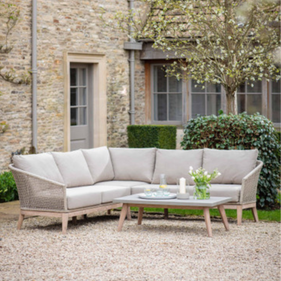 Garden Trading - Lynton Corner Sofa Set - Natural Cushion - Acacia Frame
