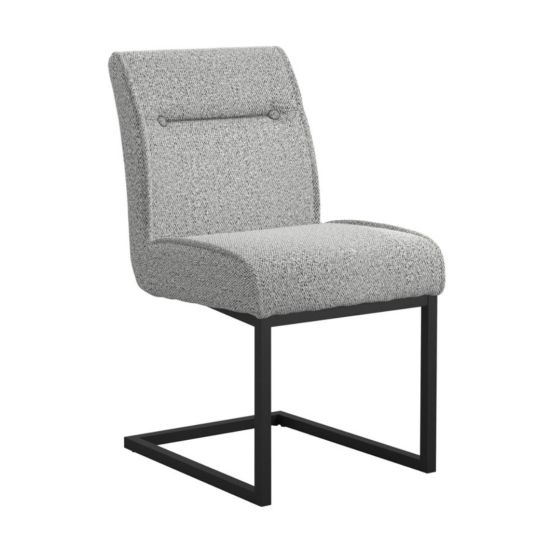 Harlow Dining Chair - Smoke Pearl Fabric Seat - Cantilever Metal Frame - Set of 2