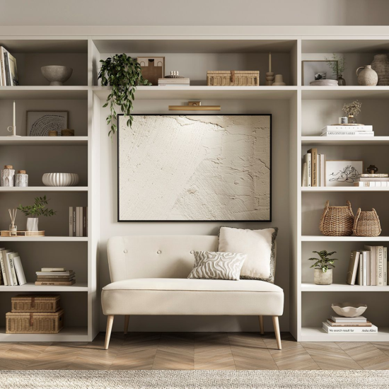 Brooke 2 Seater Sofa - Sand Cream Fabric Seat - Natural Blonde Wood Legs