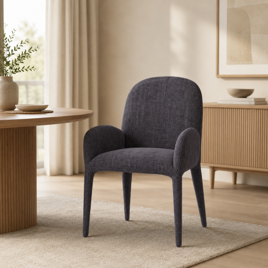 Topsi Dining Chair - Graphite Grey Fabric - Fully Upholstered Frame