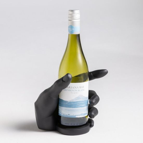Diego Wine Bottle Holder - Black Hand Gripping Detail - 17cm