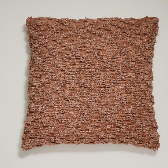 Antonio Square Cushion - Baked Earth - Woven Fabric Design - 50 x 50cm