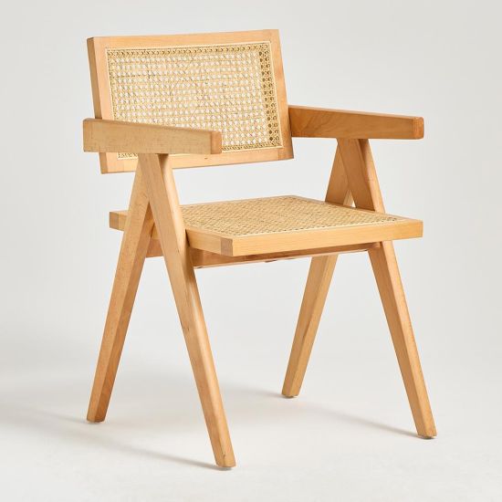 Adagio Inspired Dining Chair - Natural Rattan Cane Seat and Backrest - Natural Frame