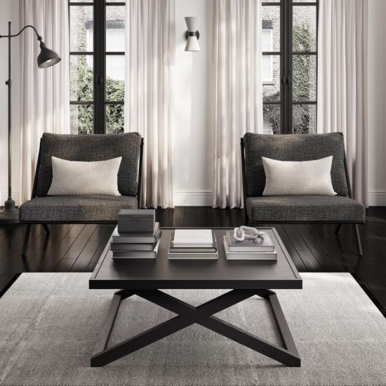 Saga Coffee Table - Square Black Natural Wood - 40.5 x 90cm