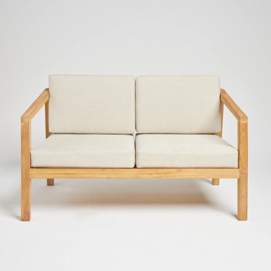 Kendari Garden Sofa - 2 Seater - Natural Cushion - Teak Frame