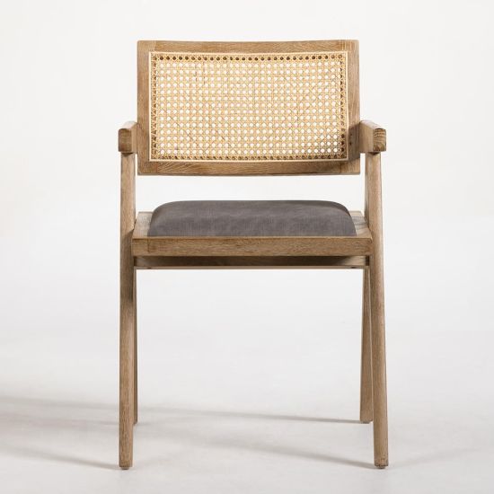 Adagio Inspired Dining Chair - Grey Fabric Seat - American Oak Frame
