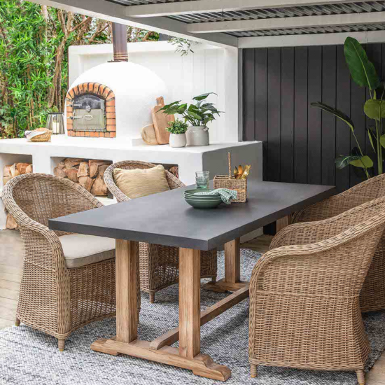 Garden Trading - Chilford Dining Table - Grey Polystone - Acacia Wood - 75 x 180 x 90cm