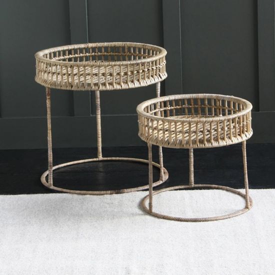 Rattan Nesting Table - Round Natural Rattan - Set of 2