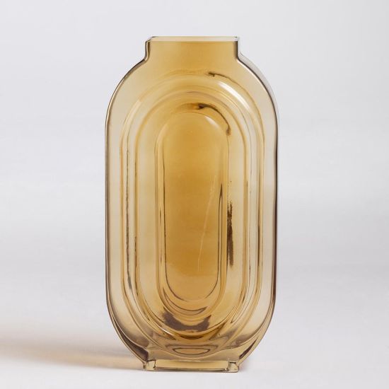 Siobhan Tall Vase - Amber Coloured Glass - 30cm