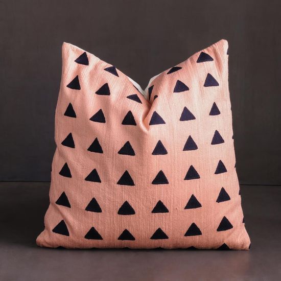 Dolly Square Cushion - Pink and Black - Decorative Finish
