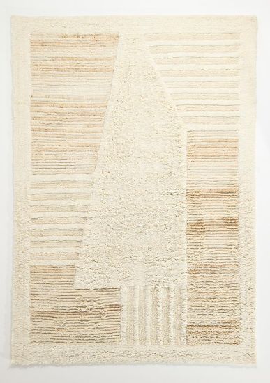 Jaipur Area Rug - White and Beige 100% Wool - 120 x 170cm