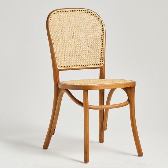 Luca Dining Chair - Natural Rattan Cane Seat - Brown Elm Frame