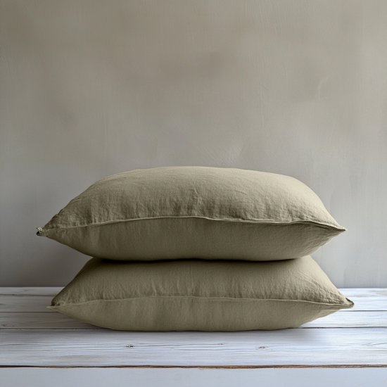 Pair of Pillowcases - Moss Green - Cotton Standard Pillow Case - 50 x 75cm