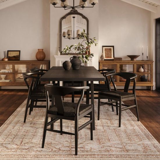 Quinn Dining Chair - Paper Coil Seat - Black Curved Wood Frame - Set of 2