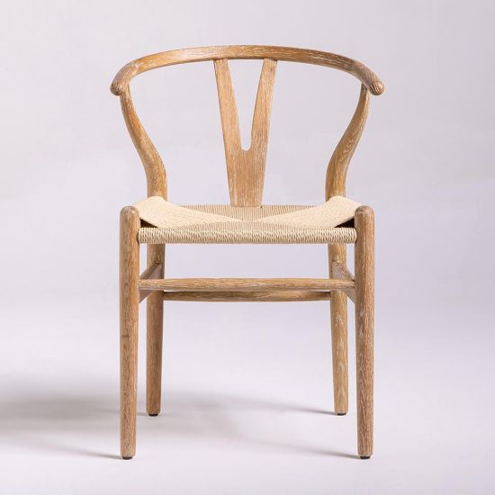 Mid-Century Scandi Dining Chair - Brown Ashy Oak Frame - Natural Seat