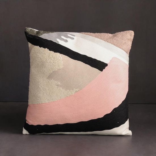 Estelle Square Cushion - Pink, Grey & Blue Fabric - Abstract Design - 45 x 45cm