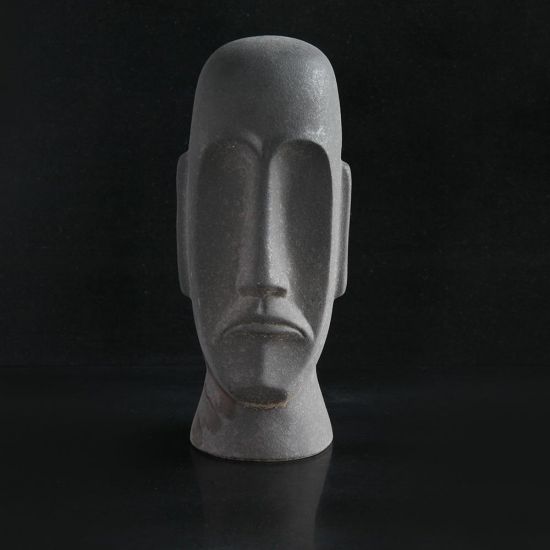 Easter Island Black Head Decorative Statue in Stoneware