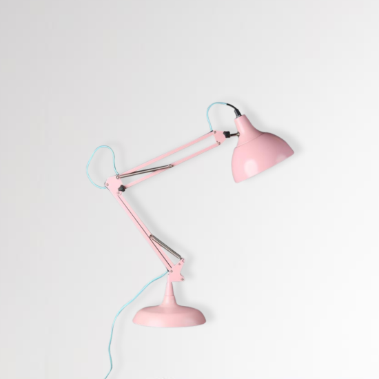 Rosalie Desk Lamp - Pink Adjustable Traditional Style - Blue Fabric Flex - 75cm