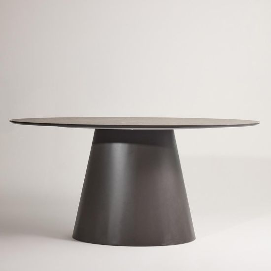 Morand Dining Table - Oval Dark Marble Effect - 160 x 90 x 76cm