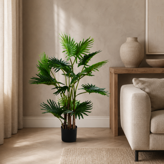 Real Touch Fan Palm Tree Artificial Plant - Green - 95cm