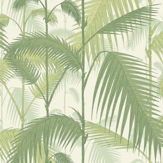 Cole & Son Wallpaper - Palm Jungle - Olive Green on White