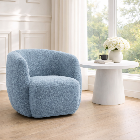 George Armchair - Bluebell Sherpa Fabric Seat - Tub Frame