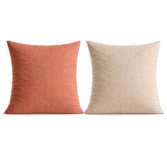 Square Pillowcase - Terracotta - Muslin - Natural Reverse - 60 x 60cm