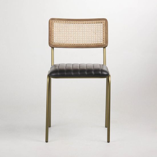 Bexley Dining Chair - Green Real Leather Seat - Brass Frame