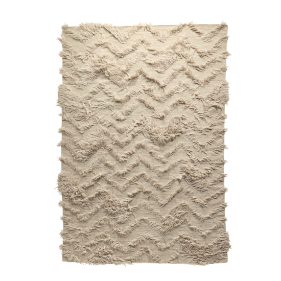 Agra Area Rug - Beige Waves Wool & Cotton - 160 x 230cm