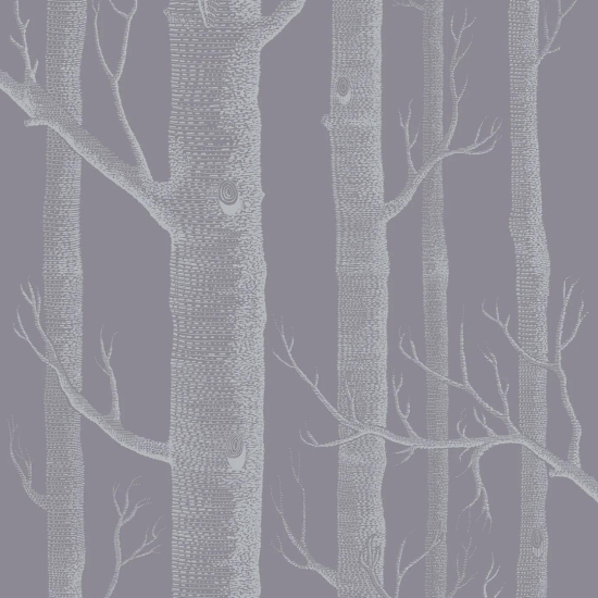 Cole & Son Wallpaper Woods White on Lilac Grey