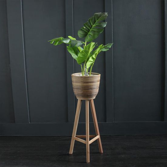 Rattan Plant Pot - Natural Rattan Planter - Freestanding Stand