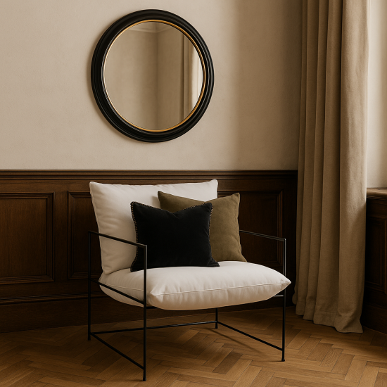 Parker Accent Chair - White Fabric Cushion Seat - Black Metal Frame