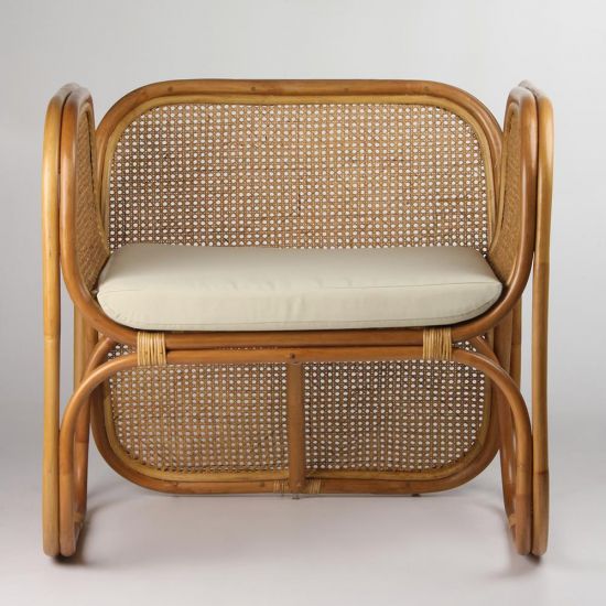 Bermuda Large Armchair - Cushioned Seat - Honey & Natural Cain Rattan Frame