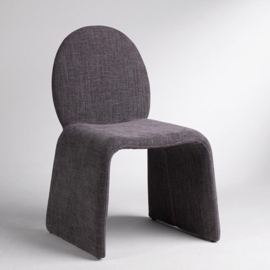Miami Dining Chair Grey Soft-Touch Fabric Seat Fully Upholstered Arched Frame
