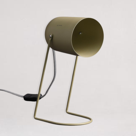 Lexie Table Lamp - Adjustable Matt Black Iron Base - Olive Green- 30cm