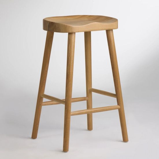 Shaker Stool Honey Colour Counter 66cm Seat Height Solid Farmhouse Ash Frame