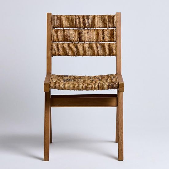 Adagio Inspired Dining Chair - Abaca Seat - Teak Frame